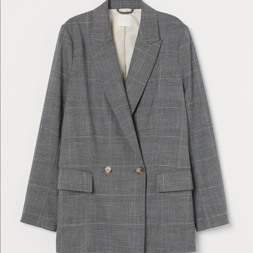 NWT Plaid Double-Breasted Blazer